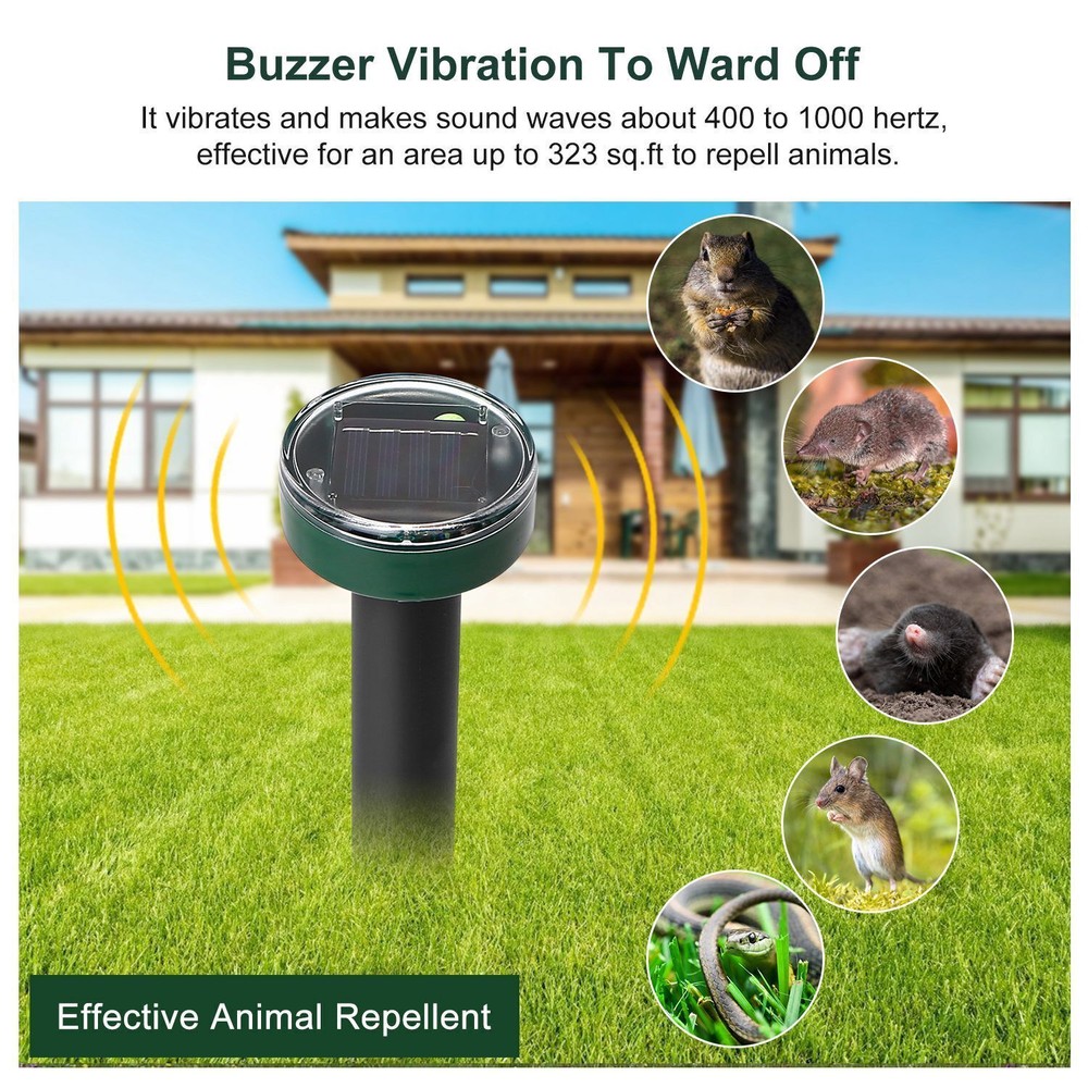 4Pack/1Pack Solar Animal Repeller Ultrasonic Gopher Mole Squirrel Pest Repellent