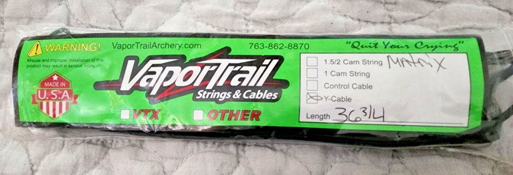 VAPOR TRAIL STRINGS & CABLES Y-CABLE 36.75" MATRIX ARCHERY STRING MADE IN USA