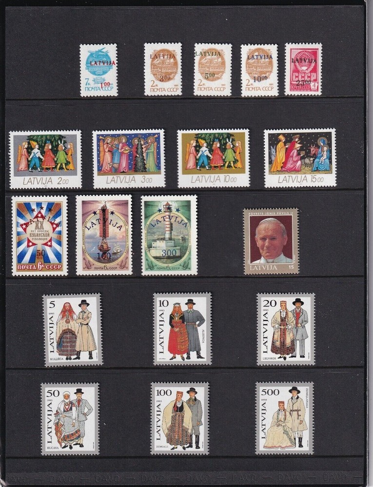 Latvia 1991-92-93 COMPLETE YEARS 54 values+2 S/S Post Office folder Cat=€140