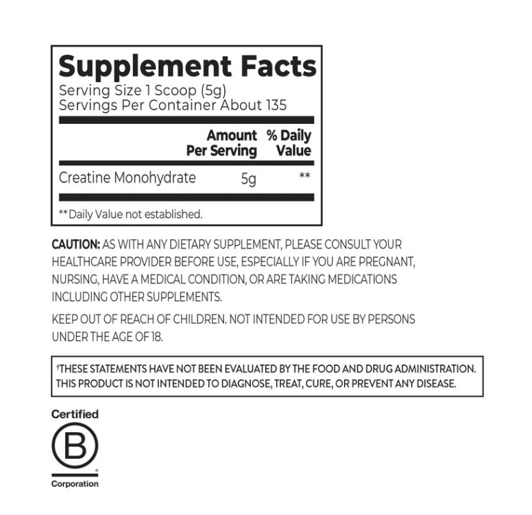Orgain Micronized Creatine Monohydrate Powder Unflavored Vegan 1.48 lbs