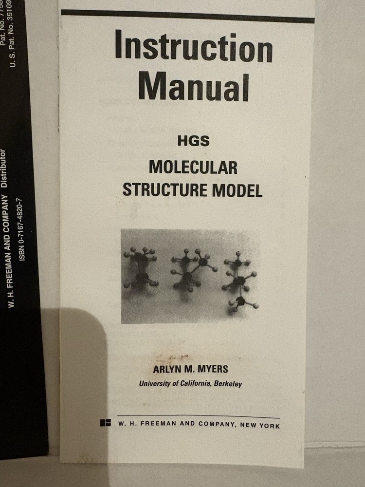 HGS Molecular Structure Model Kit Organic Chemistry 2001 WH Freeman Co.