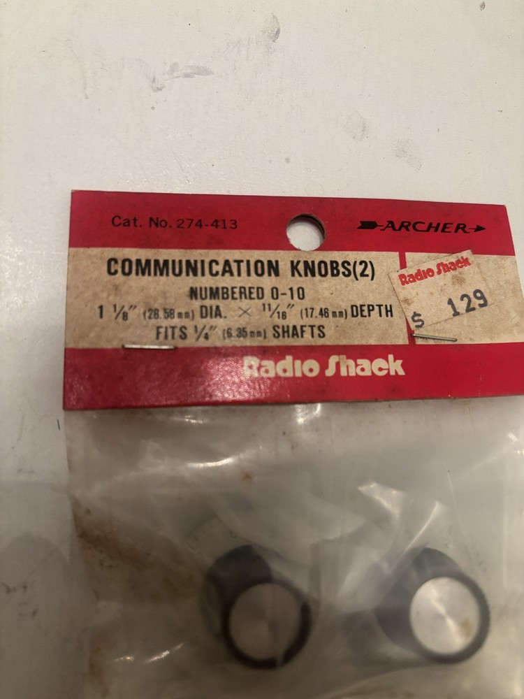 Archer Radio Shack 274-413 0-10 Numbered Communications Knob Knobs Pair Ham