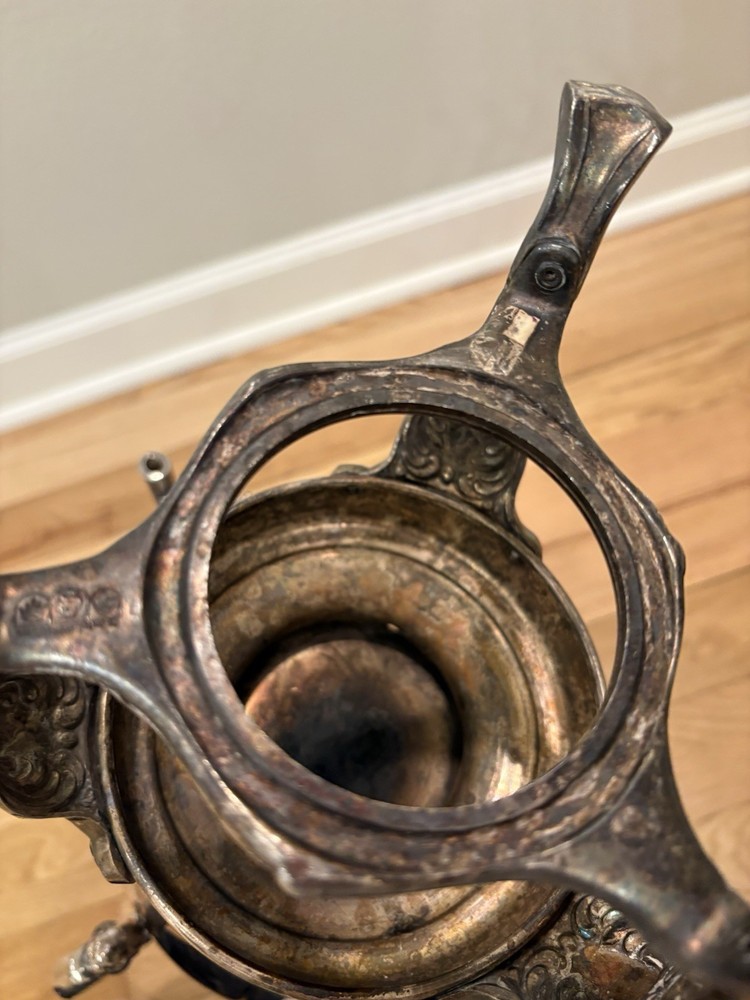 Sheridan Silverplate Samovar Tea Urn Victorian Style Ornate Decor Broken Handle