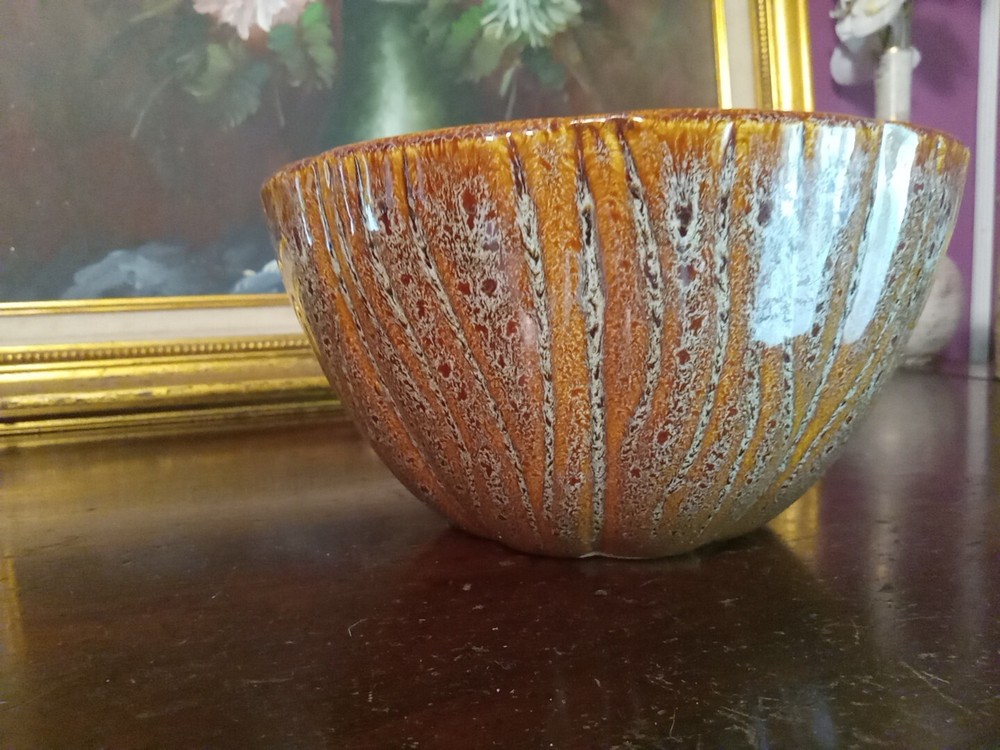 Vintage Brown Drip Glazed 7" Stoneware Pottery Planter