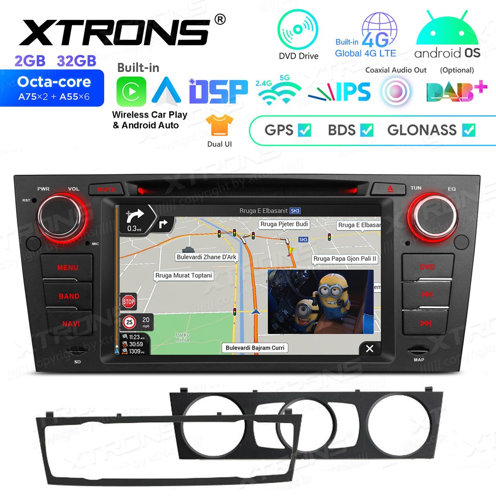 DVR+7" Android 13 8-Core Car Radio DVD Stereo GPS DSP For BMW E90 E91 E92 E93 M3