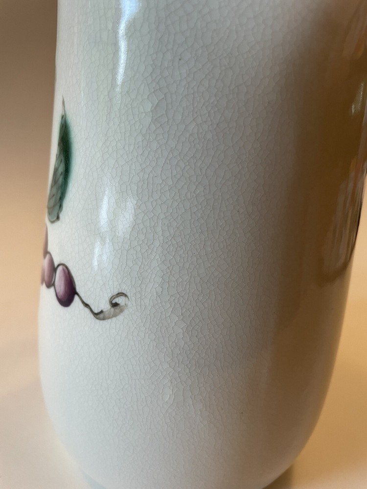 Vtg Ceramic Pitcher & Cups | Hand Painted Grape Design Jug Glasses