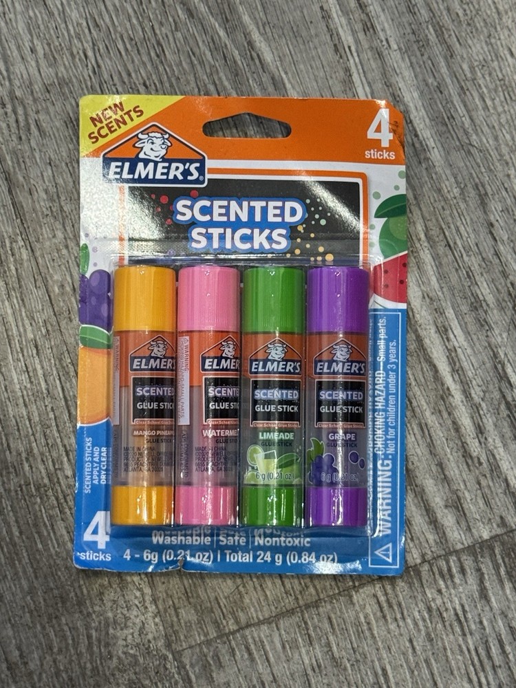 Elmer’s Scented Glue Sticks! Washable, Safe, Nontoxic. 4 Sticks