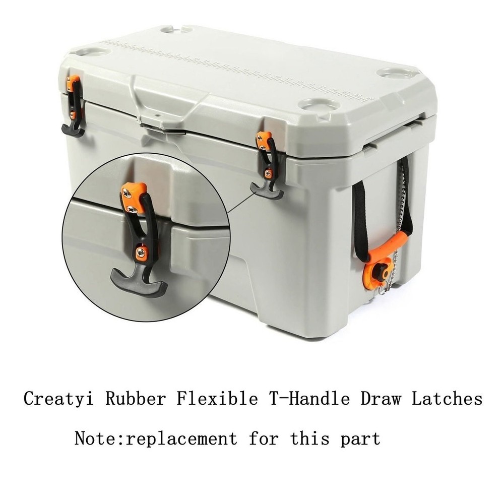 Creatyi 4 PCS Rubber Flexible T-Handle Draw Latches,for Tool Box,Cooler,...
