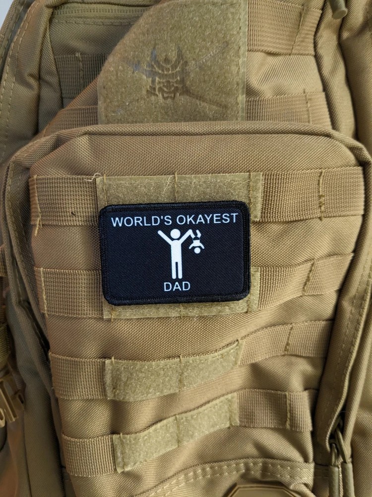 World's okayest dad meme patch 2"x3" hook & loop backing