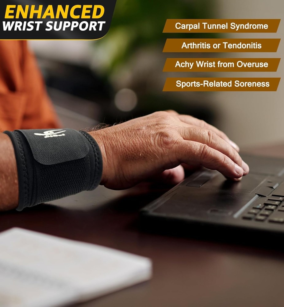 HiRui 2 PACK Wrist Compression Strap and Brace 2 Count (Pack of 1)