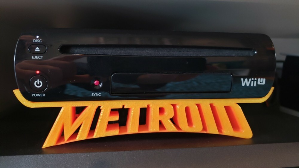 Nintendo Wii U Horizontal Display Stand with Metroid Title 3D Printed