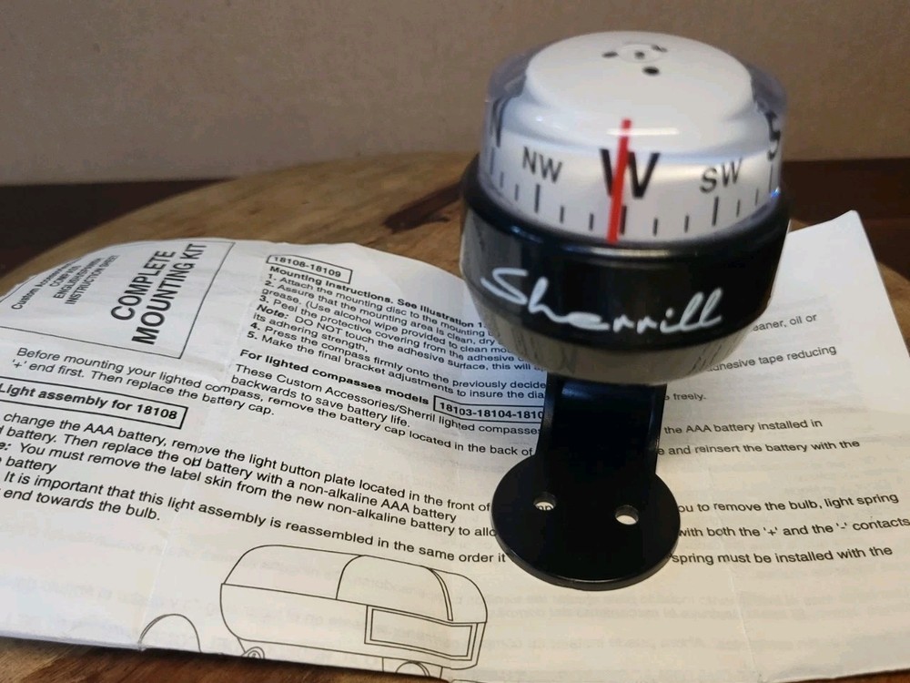 Vintage NOS Sherrill Auto / Marine Compass