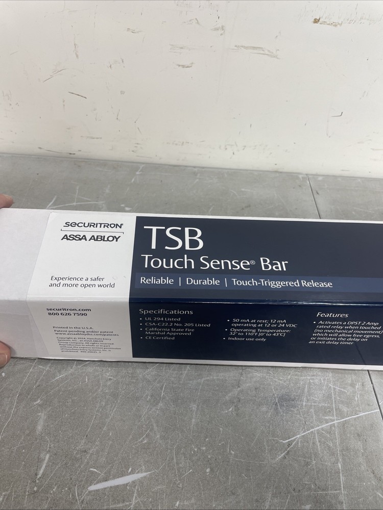 New Securitron TSB-CL 36" Touch Sense Bar – Clear Anodized Exit Device