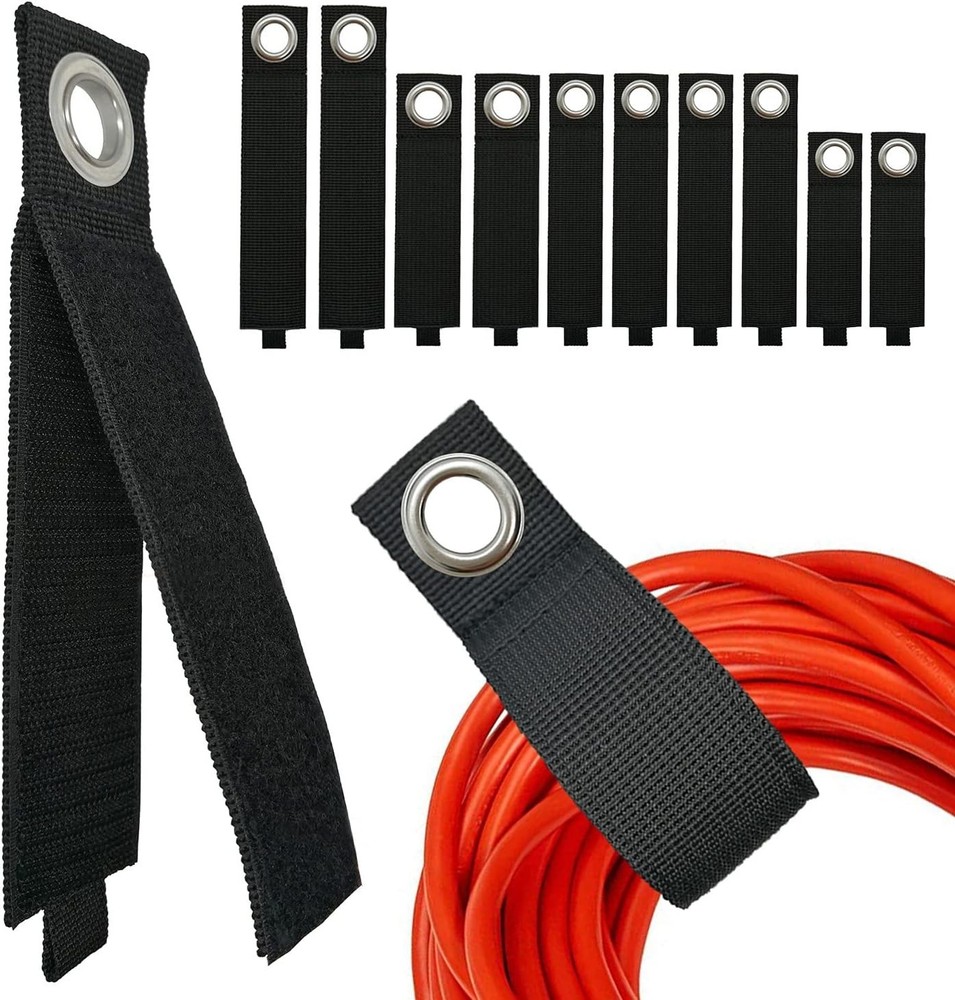 Heavy-Duty Storage Straps (Assorted 10 Pack) - Extension Cord Storage, Organizer