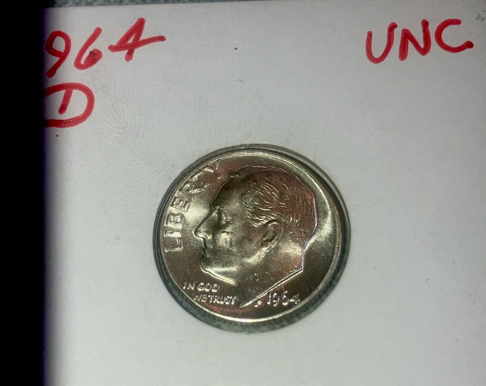 1964 D Roosevelt Dime • 01 • 90% Silver •