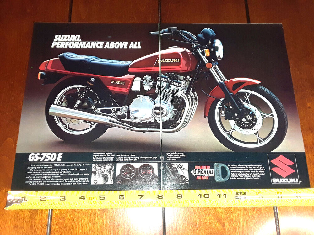 1982 SUZUKI GS-750 E ORIGINAL 2 PAGE AD
