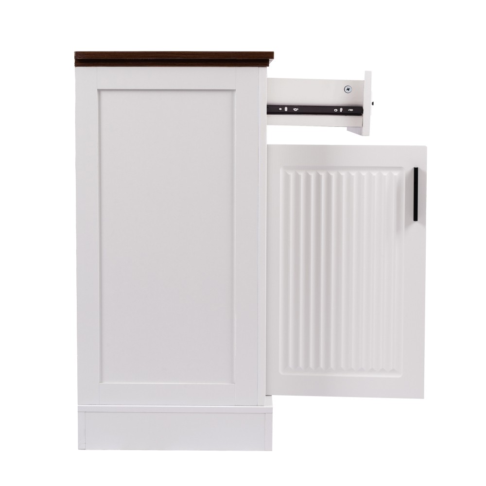 White 63" Buffet Cabinet, Fluted Sideboard w/ 4 Doors 3 Drawers