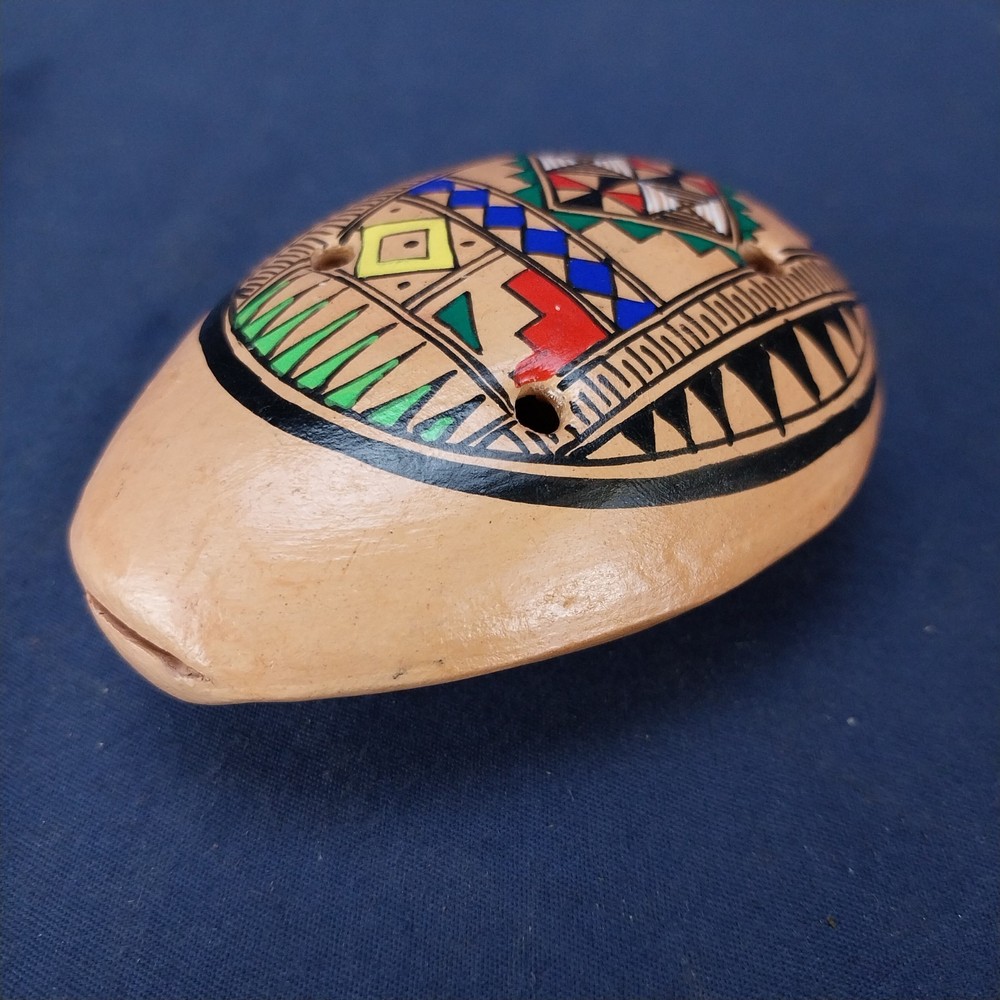 Vintage Handpainted Peruvian Terra Cotta Whistle
