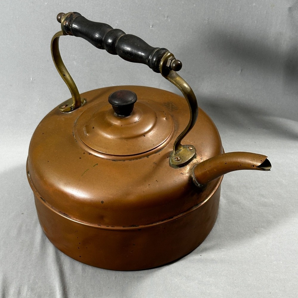 Vintage Copper Tea Kettle England Wood Handle