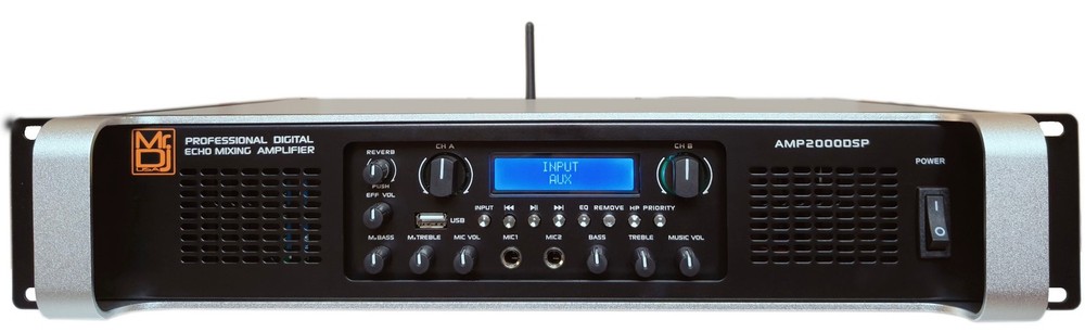 MR DJ AMP2000DSP 2Ch Class AB 2000W PA DJ Power Amplifier Onboard DSP Bluetooth
