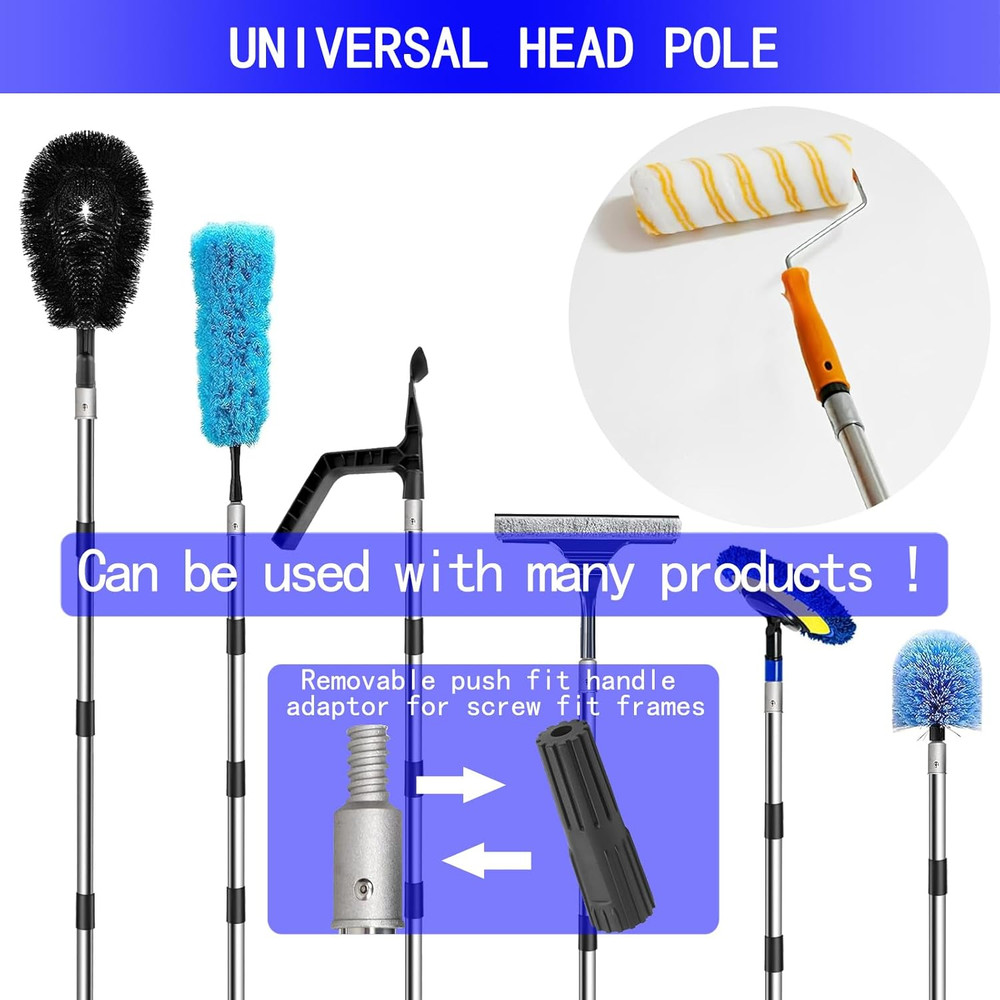 Paint Roller Extension Pole 11.8Ft 10 Segmented Lightweight Stainless Steel Mop
