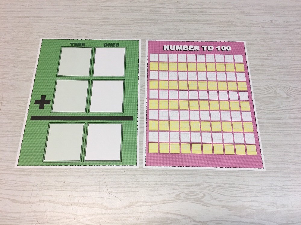 Set of 2 - Laminated Math Work Mats #22 - Dry Erase