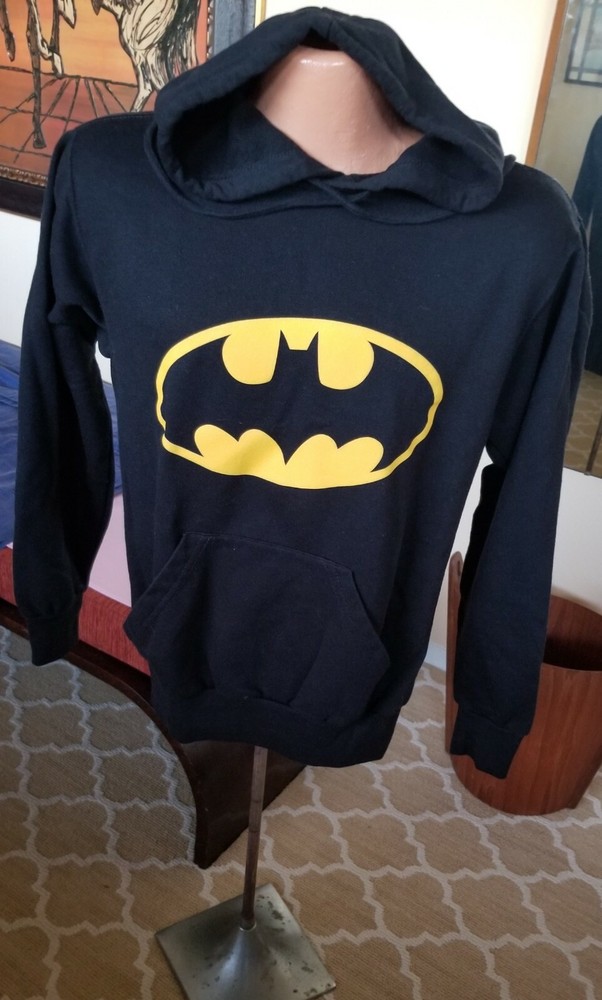 NEW DC Comics Batman Black Long Sleeve Hooded Sweatshirt Size Men's S
