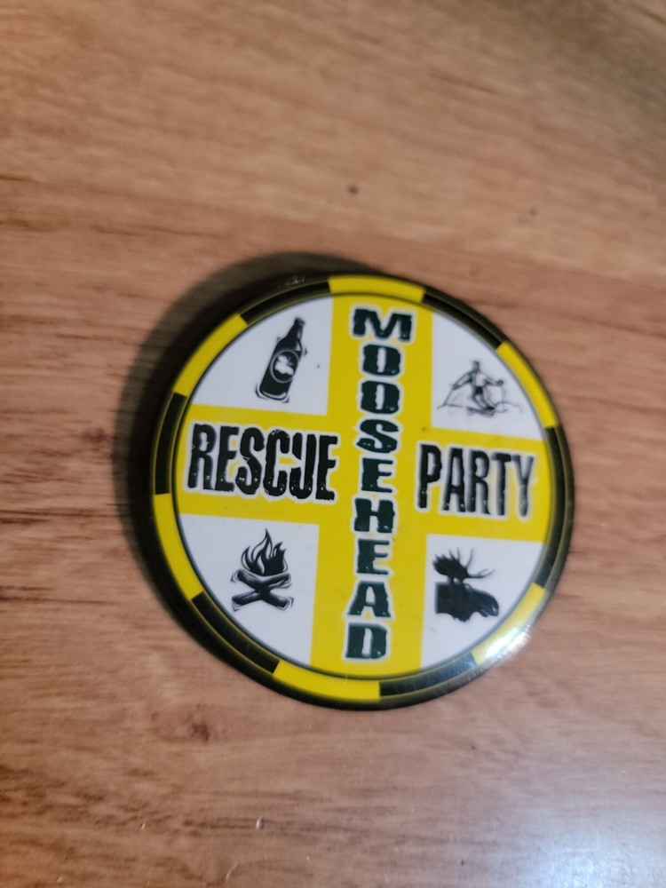Vintage Moosehead Rescue Party Button beer
