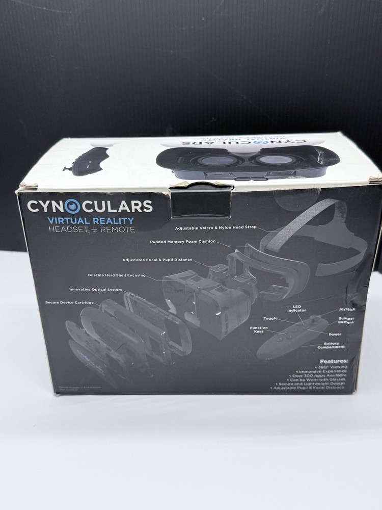 CYNOCULARS VIRTUAL REALITY HEADSET + REMOTE Pre Owned Good See Description