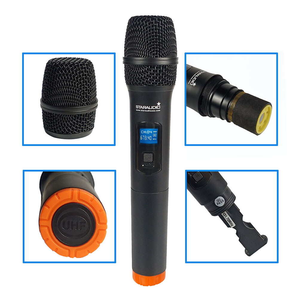 2 Channel UHF Wireless Microphone System 2CH UHF Handheld Microphone Studio Mic