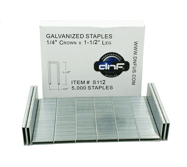 DNF Galvanized Staples 1/4" Crown 1-1/2" Leg (5000/ Box) - SHIPS FREE TODAY!