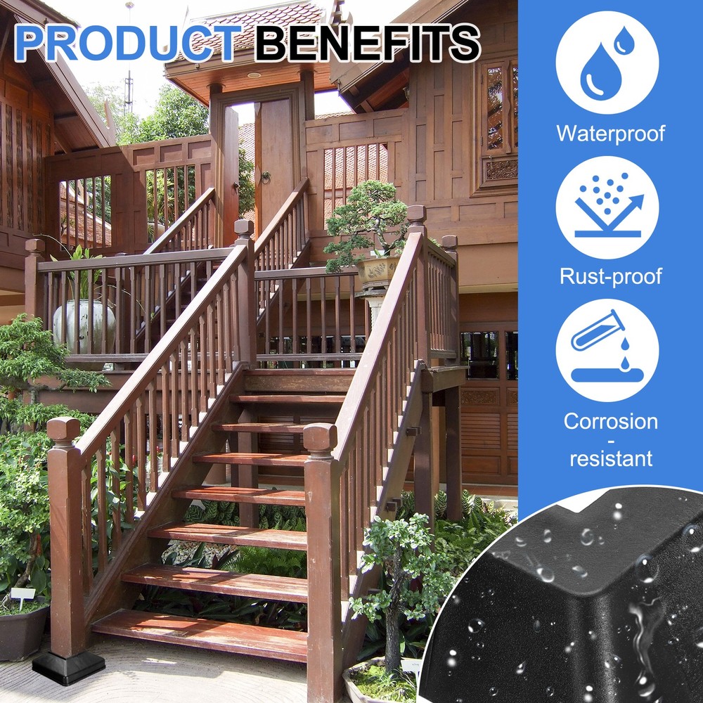 8 Pcs Fence Post Skirt, 1.2 x 1.2 Inch Rectangular Split Style Post Base Cover
