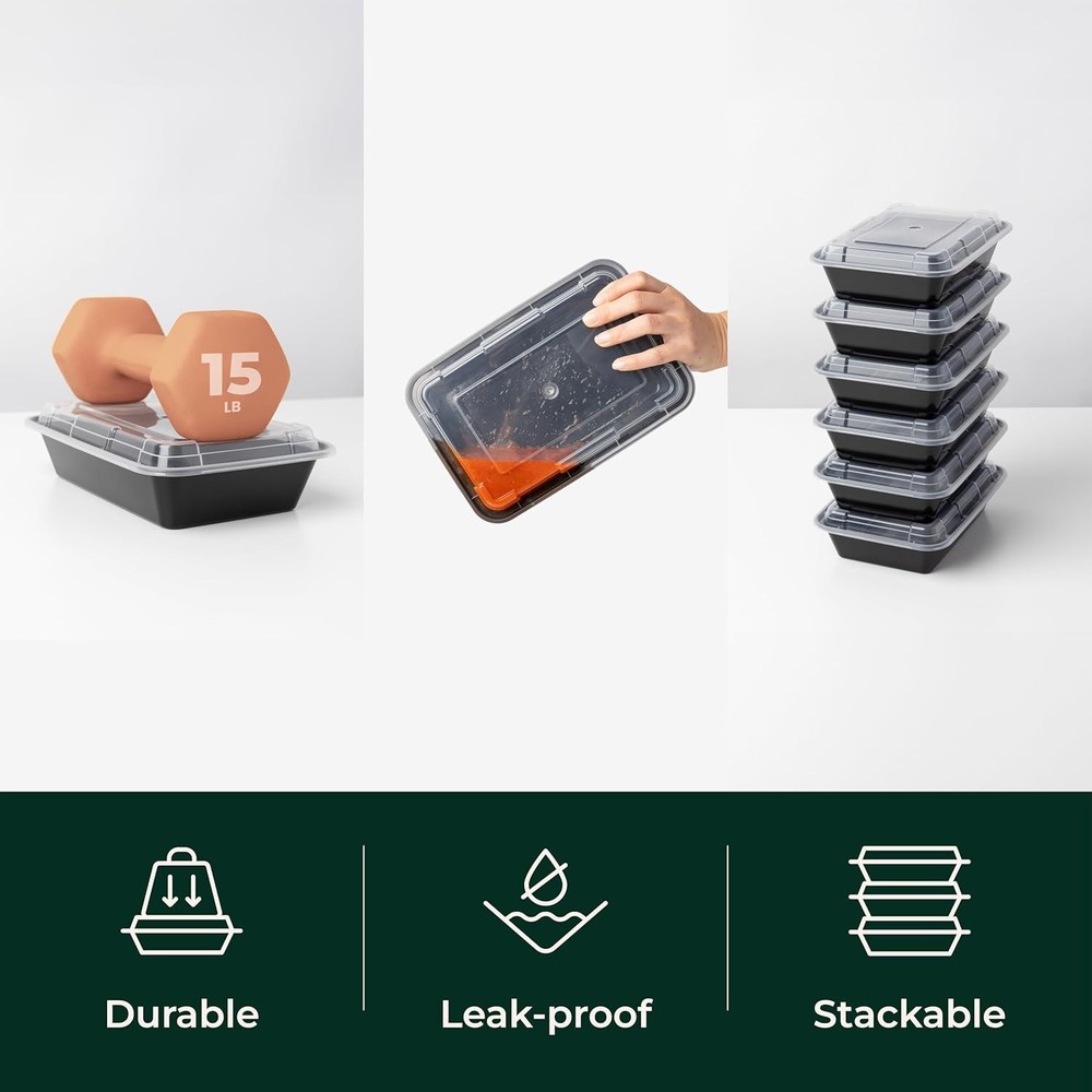 Enther Meal Prep Containers 12 Pack 1 Compartment 12 1