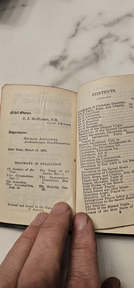 Antique Catholic Prayer Book Dated 1891