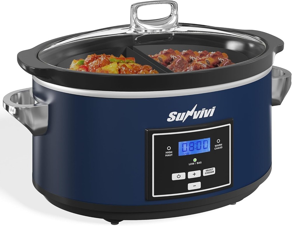 6 Quart Programmable Slow Cooker with 2 in 1 Silicone Liners, Multi-Cooker Fo...