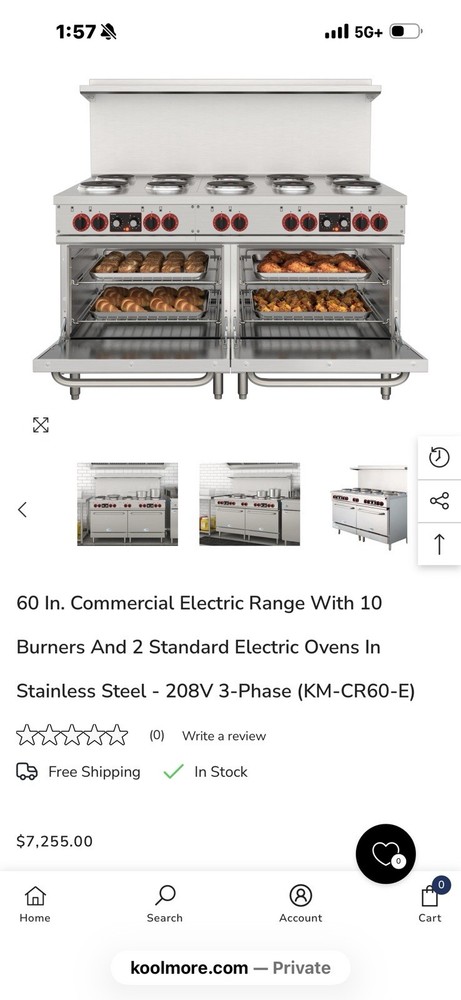 Koolmore Km-cr60-e Commercial Electric Range And 2 Ovens