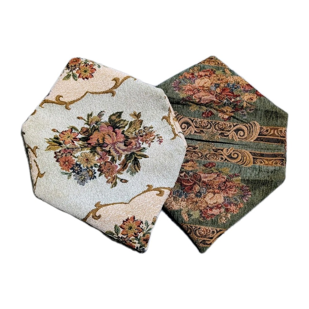 2pc Lot Vintage Victorian Tapestry rectangular Tissue Box Cover Rare
