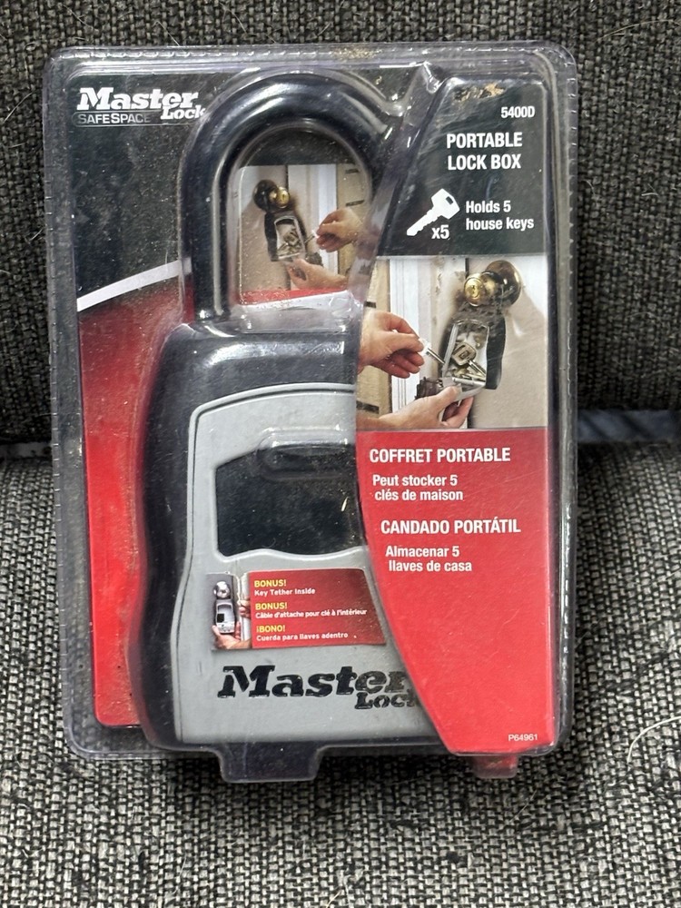 New Master Lock Safe Space 5400D Portable Lock Box Holds 5 Keys Combination Dial