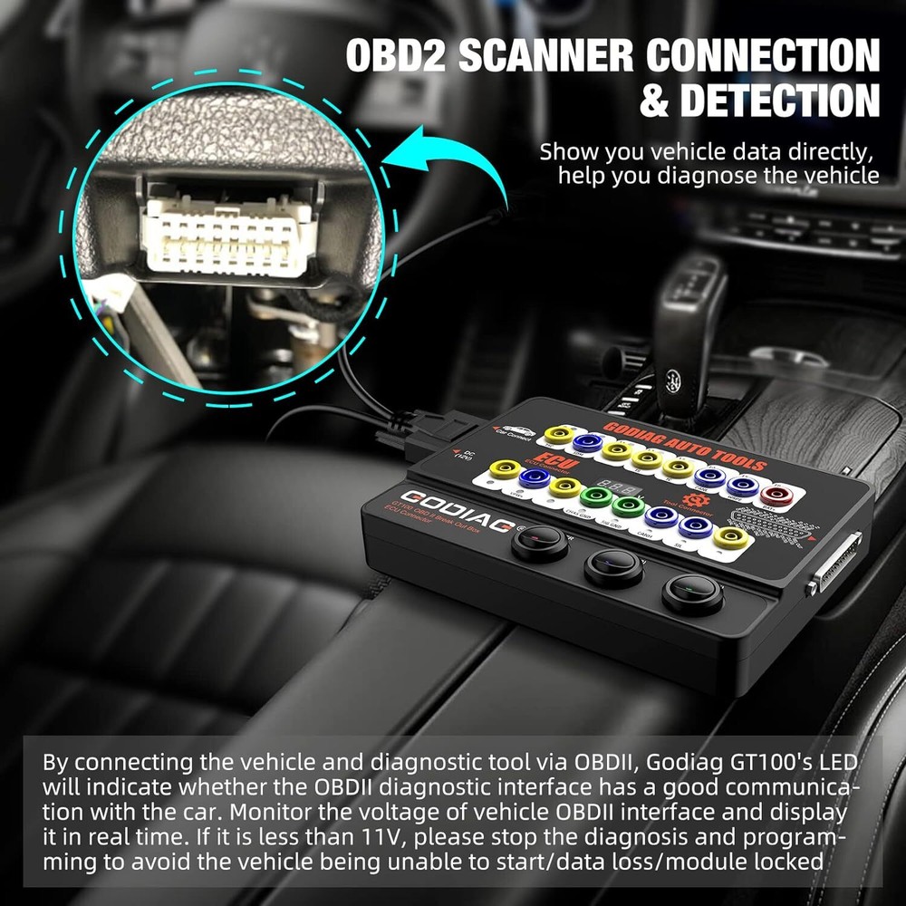 GODIAG GT100 Tool OBDII Break Out Box E-CU Connector OBDII Protocol Detector
