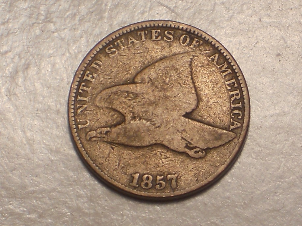 1857 Flying Eagle Cent (Rev. Lamination Error & Attractive)