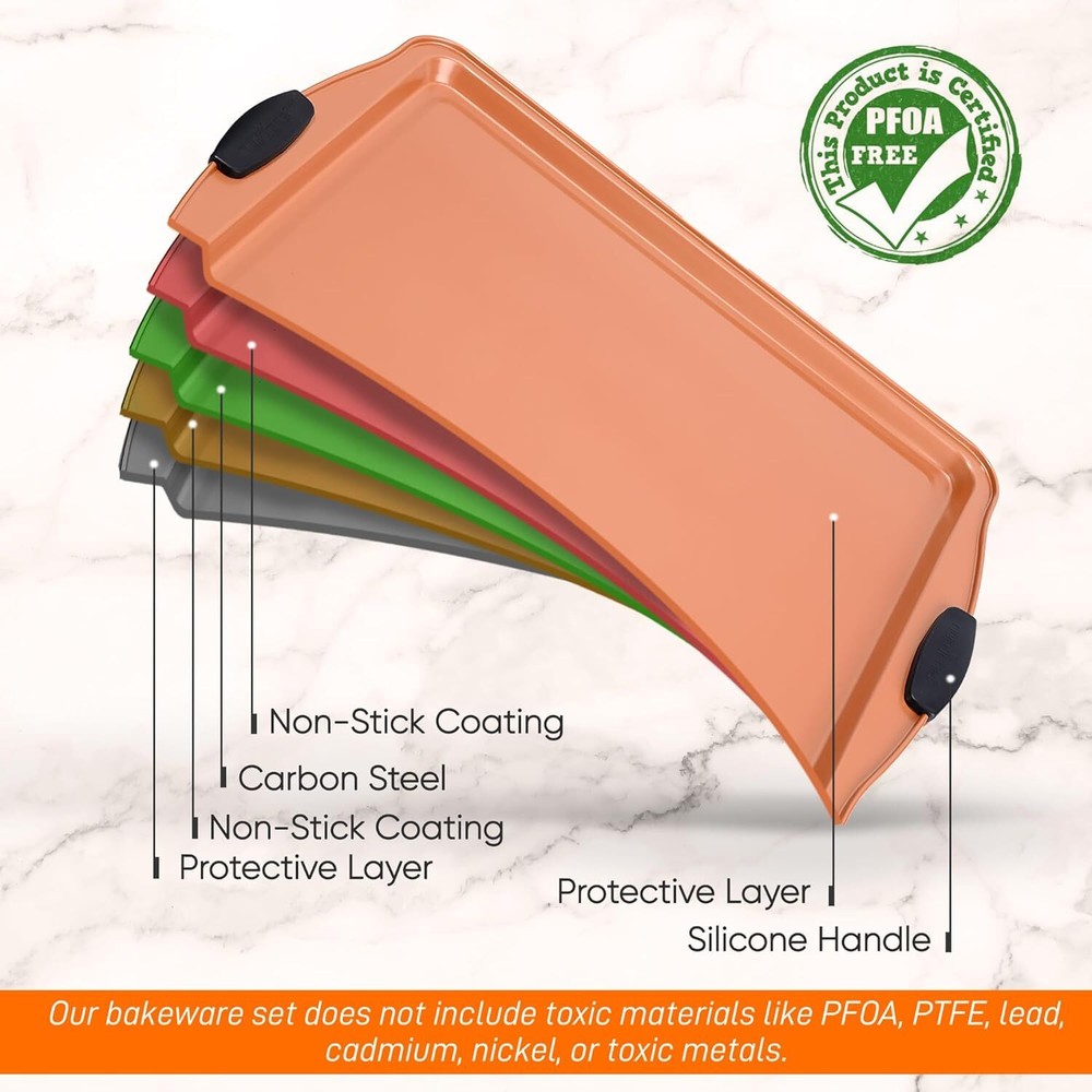 Nutrichef 15” Nonstick Cookie Sheet for Baking - Medium Sheet, Copper