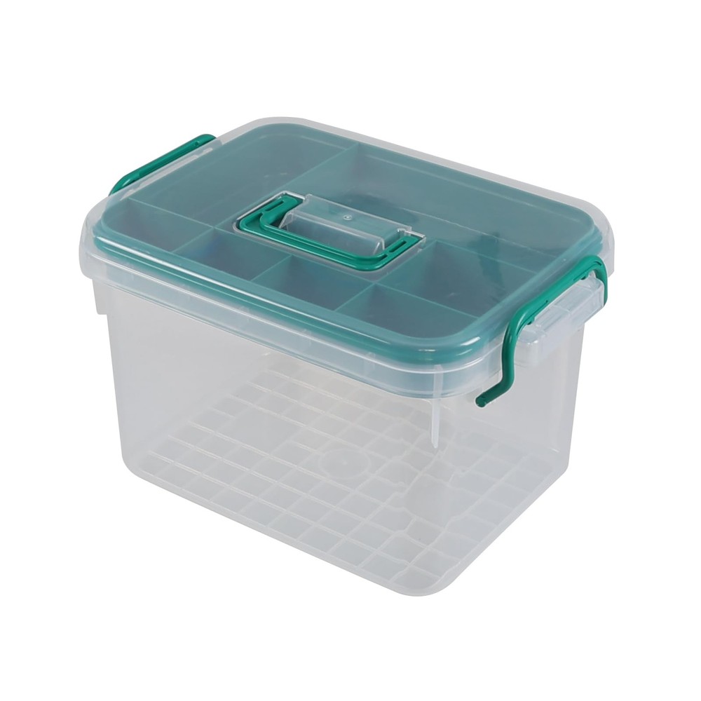 1 Pack Plastic Medicine Storage Kit with Tray, First Aid Storage Box with Han...