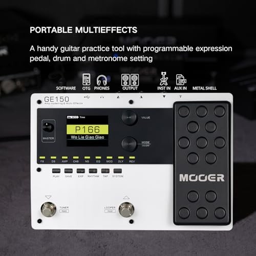 Guitar Multi Effects with Metal Shell Desktop Jamming Tool Floor GE150 White
