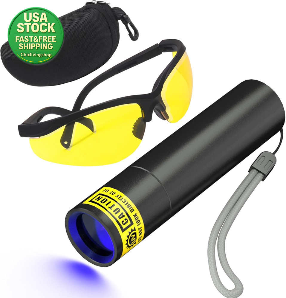 AC Leak Detector Rechargeable UV Flashlight Kit with Protective Glasses