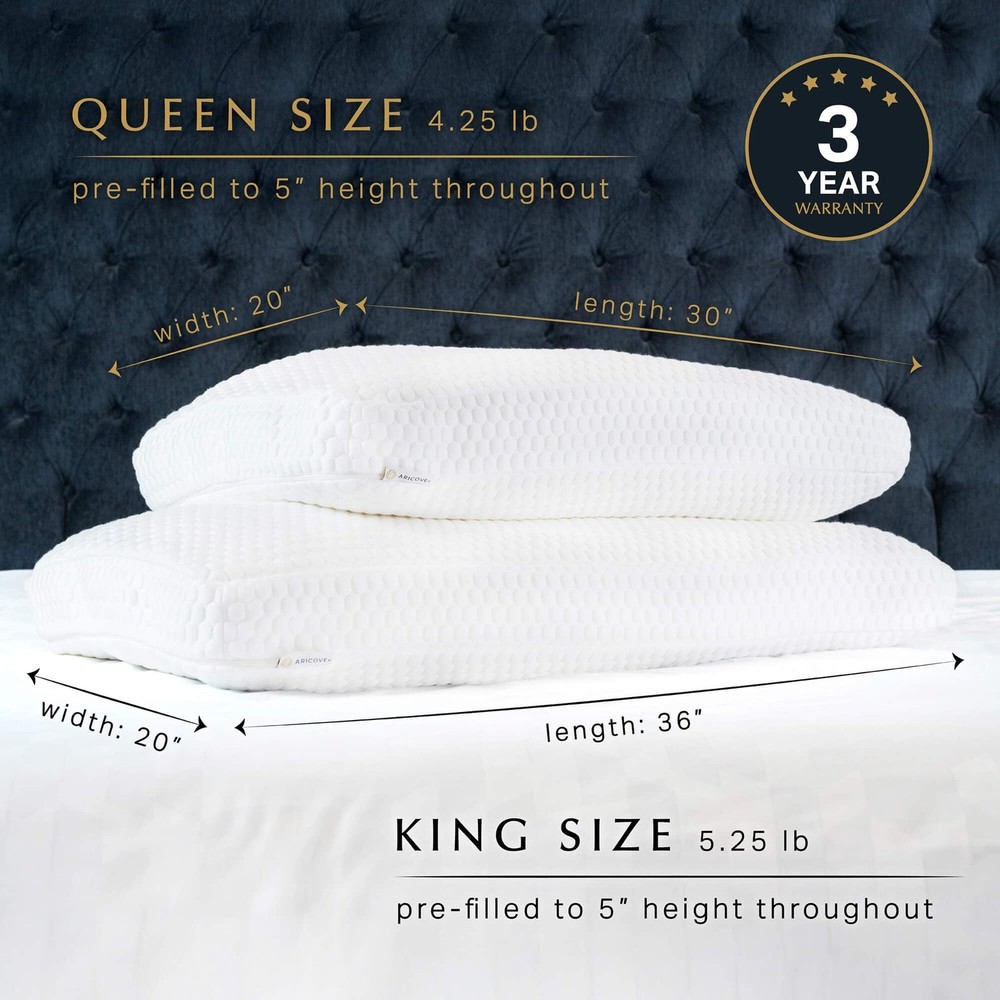 Bed Pillow for Sleeping, Side Sleeper Pillow for Adults, Queen Size, Adjustab...