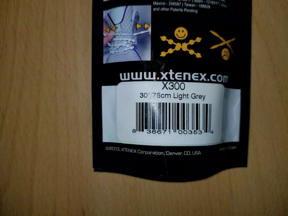 NEW In Package Xtenex Stretch Laces 30"/75cm Light Grey