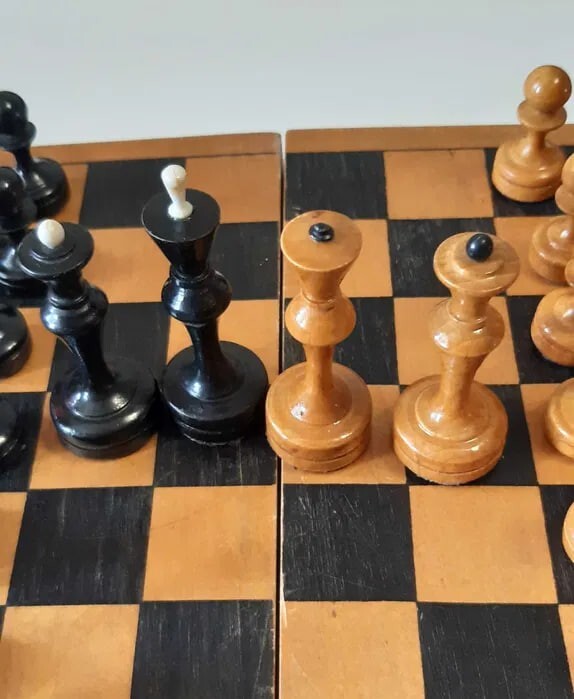 Nice Vintage Wooden Chess Set Soviet USSR