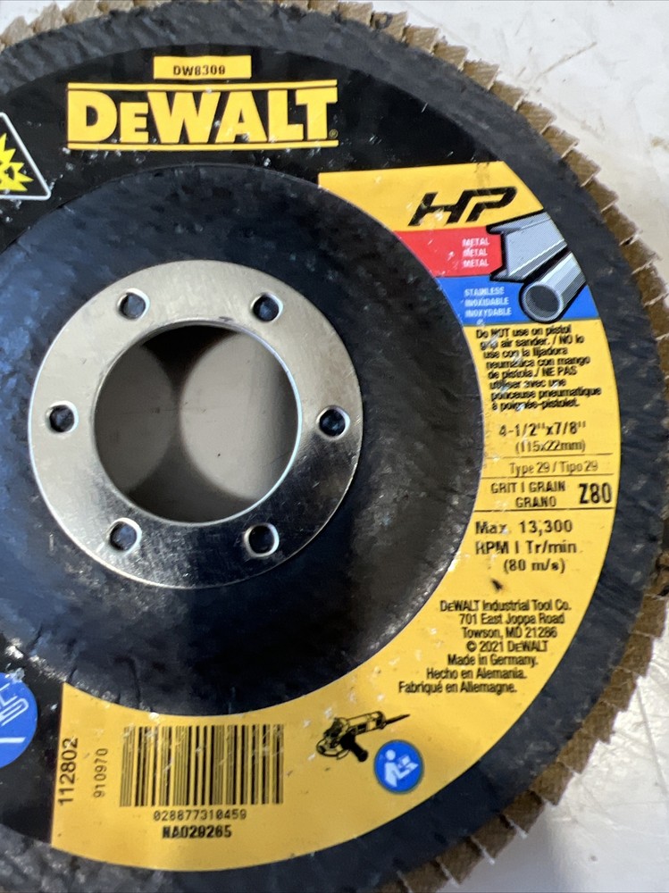 Dewalt Flap Disc 4-1/2"x7/8” DW8309