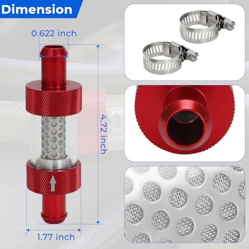 5/8" Universal Filter Inline Heater Core Coolant Filter Red