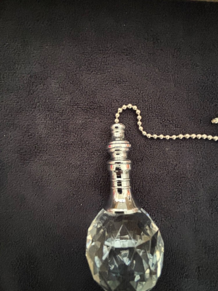 Glass and Metal Fan Light Pull - Silver Tone